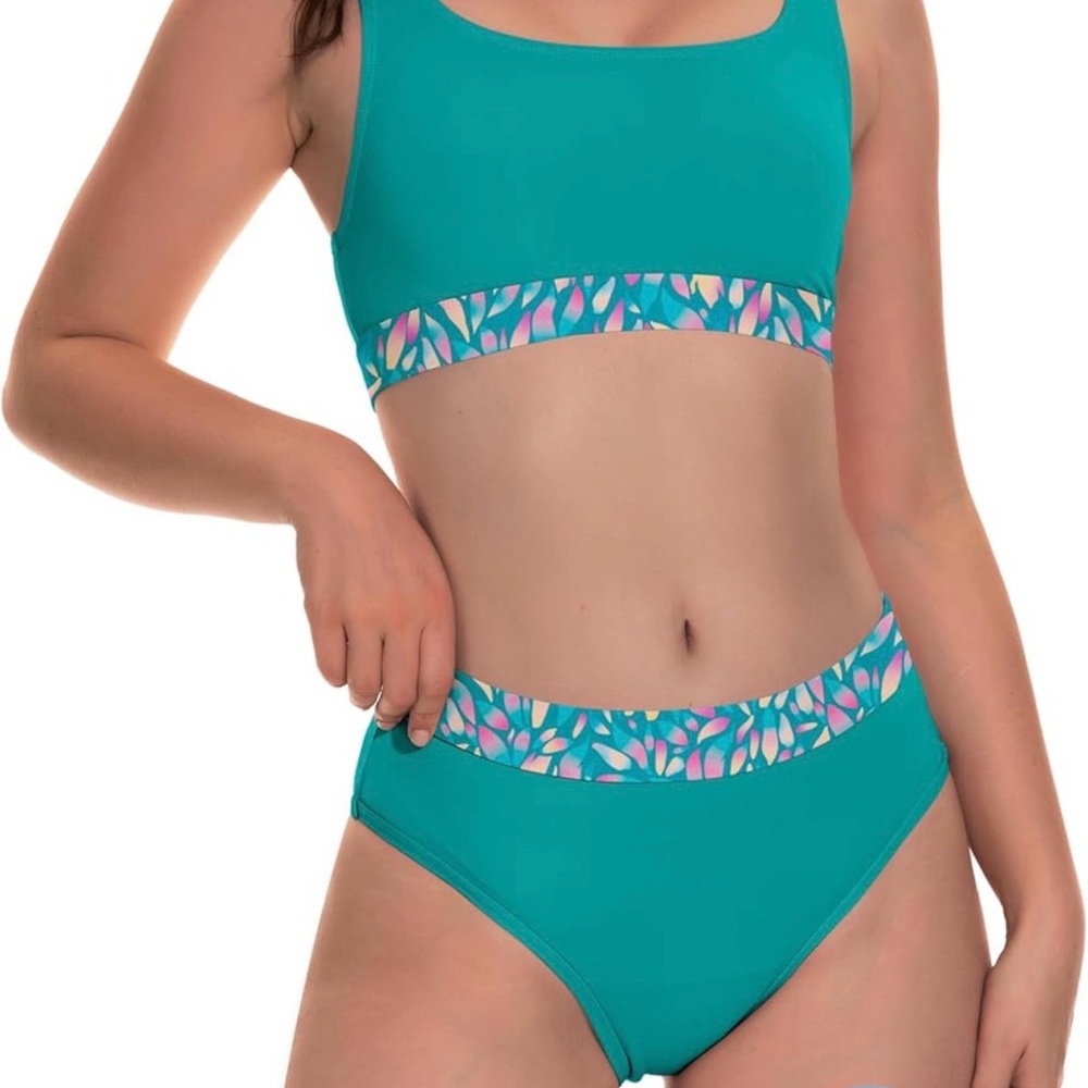Kids Swimwear Set in Teal and Multicolor